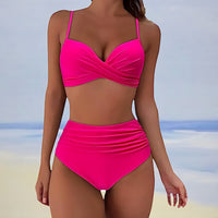 Trendy high-waist bikini with a comfortable fit – Eula-Light pink-S-State of Style