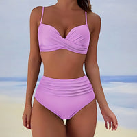 Trendy high-waist bikini with a comfortable fit – Eula-Light violet-S-State of Style