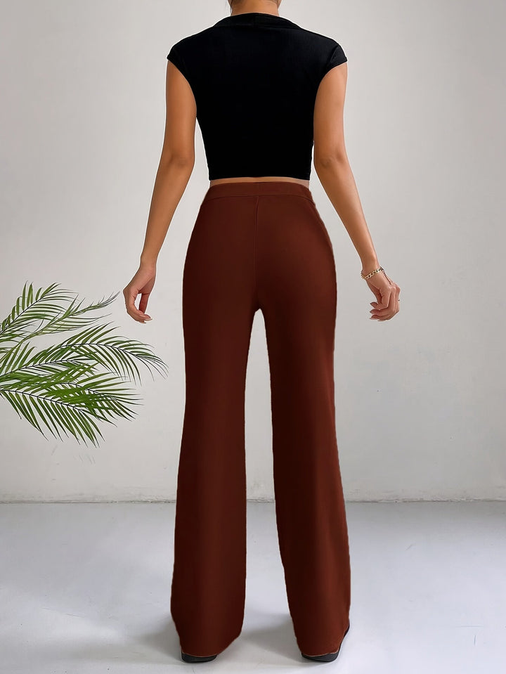 Trendy High Waist Pleated Women's Trousers - Emilia-Grey-S-State of Style