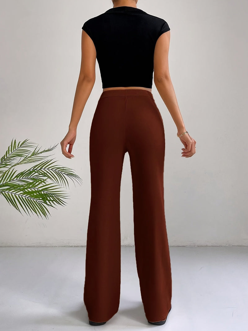 Trendy High Waist Pleated Women's Trousers - Emilia-Grey-S-State of Style