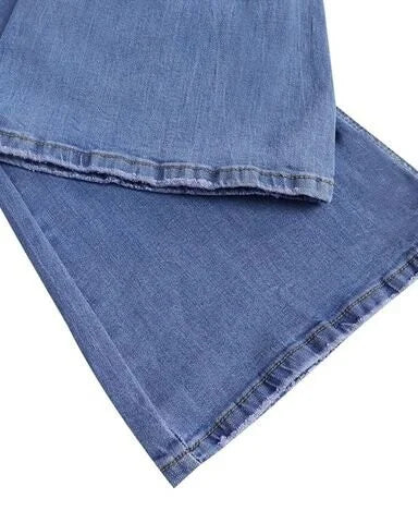 Trendy High-Waisted Denim Trousers - Mila-Blue-S-State of Style