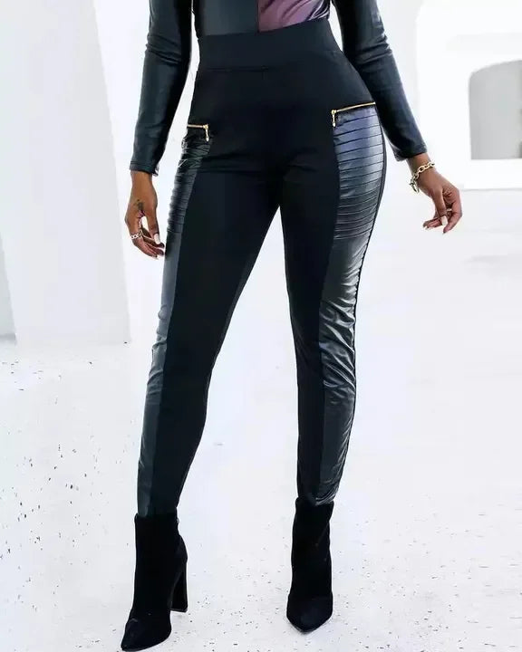 Trendy High-Waisted Leather Trousers for Women - Romy-S-State of Style