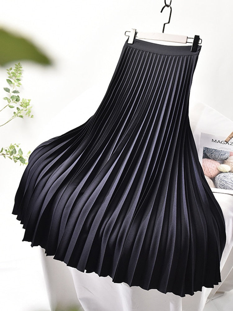 Trendy High-Waisted Pleated Skirt - Sofia-Blue-S-State of Style