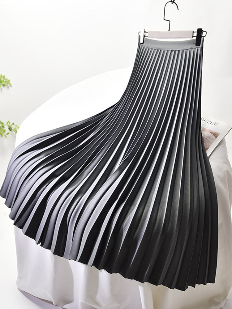Trendy High-Waisted Pleated Skirt - Sofia-Dark Grey-S-State of Style