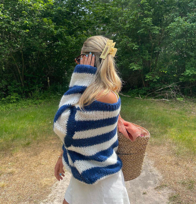 Trendy Knitted Women's Sweater - Aurelia-Blue-XS/S-State of Style