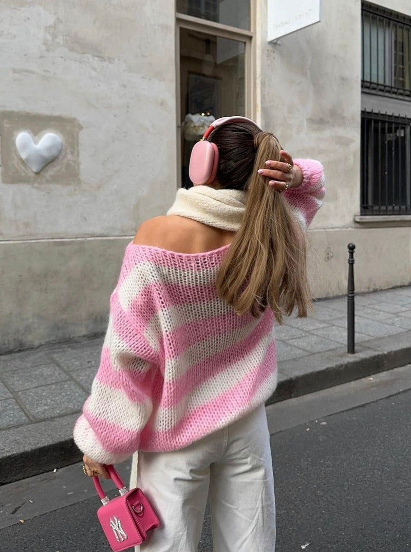 Trendy Knitted Women's Sweater - Aurelia-Blue-XS/S-State of Style