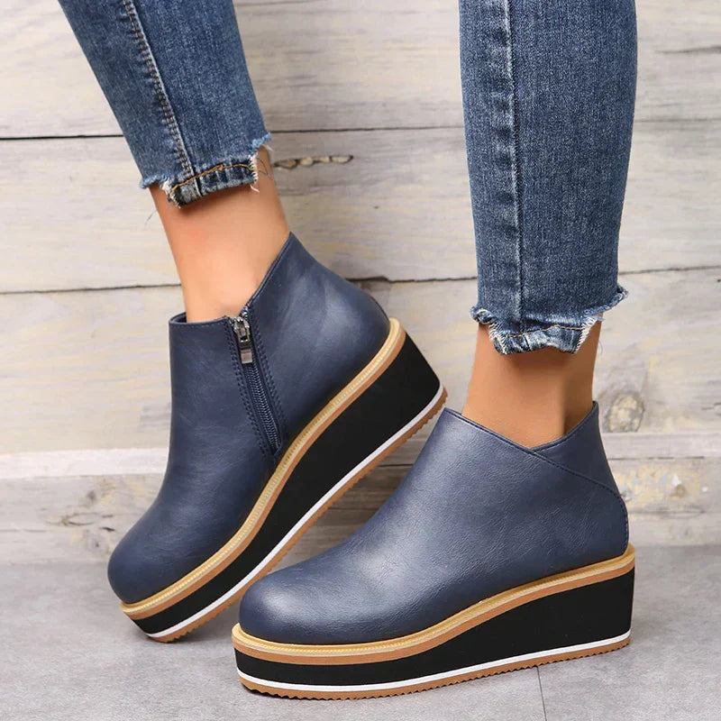 Trendy Ladies Ankle Boots with Zip and Platform - Alessia-Black-4.5-State of Style