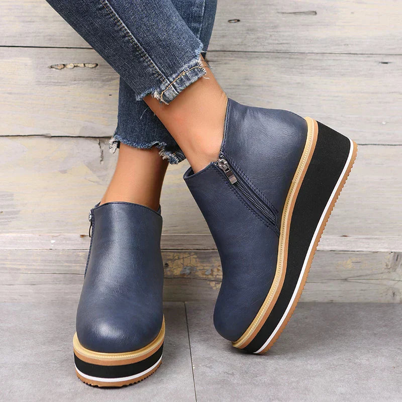 Trendy Ladies Ankle Boots with Zip and Platform - Alessia-Black-4.5-State of Style
