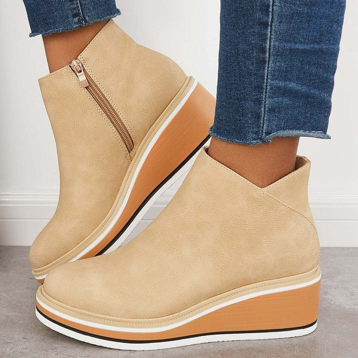 Trendy Ladies Ankle Boots with Zip and Platform - Alessia-Black-4.5-State of Style