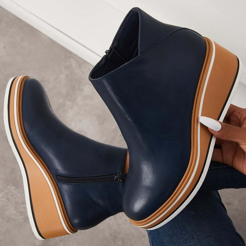 Trendy Ladies Ankle Boots with Zip and Platform - Alessia-Black-4.5-State of Style