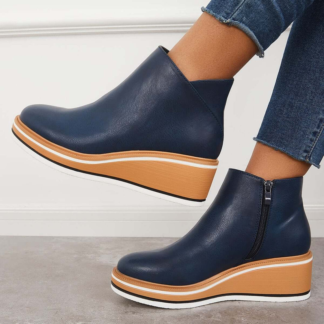 Trendy Ladies Ankle Boots with Zip and Platform - Alessia-Black-4.5-State of Style