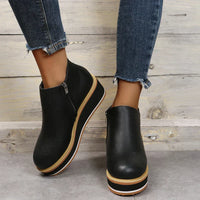Trendy Ladies Ankle Boots with Zip and Platform - Alessia-Black-4.5-State of Style