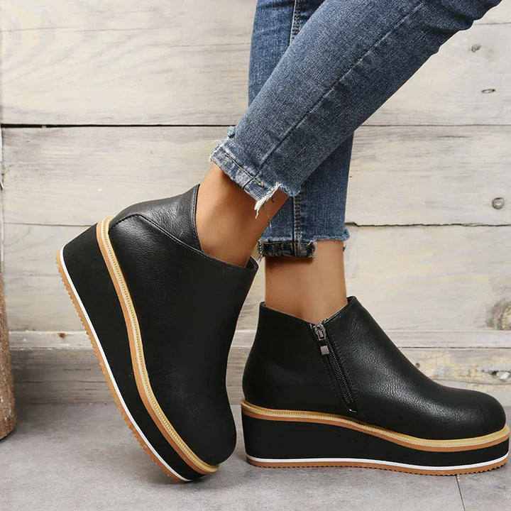 Trendy Ladies Ankle Boots with Zip and Platform - Alessia-Black-4.5-State of Style