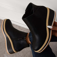 Trendy Ladies Ankle Boots with Zip and Platform - Alessia-Black-4.5-State of Style