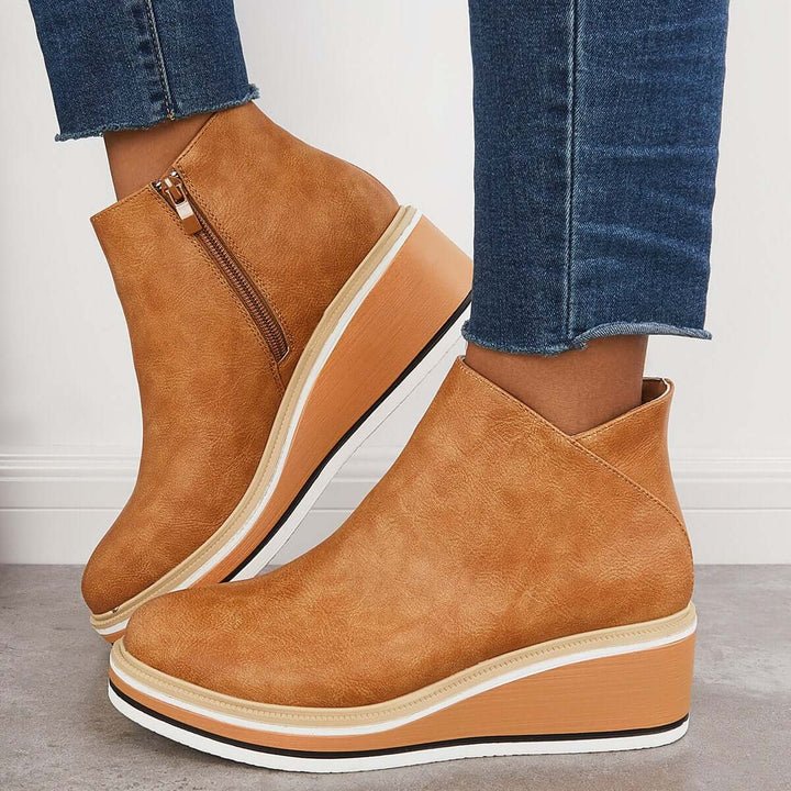 Trendy Ladies Ankle Boots with Zip and Platform - Alessia-Black-4.5-State of Style