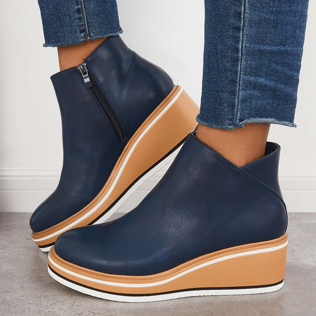 Trendy Ladies Ankle Boots with Zip and Platform - Alessia-Black-4.5-State of Style