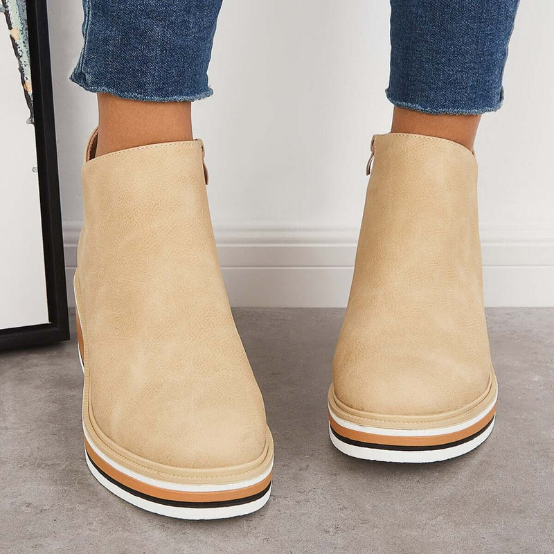 Trendy Ladies Ankle Boots with Zip and Platform - Alessia-Khaki-4.5-State of Style