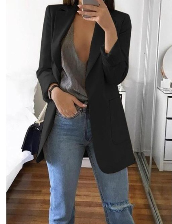 Trendy Ladies Blazer Vest - Elise-Black-S-State of Style