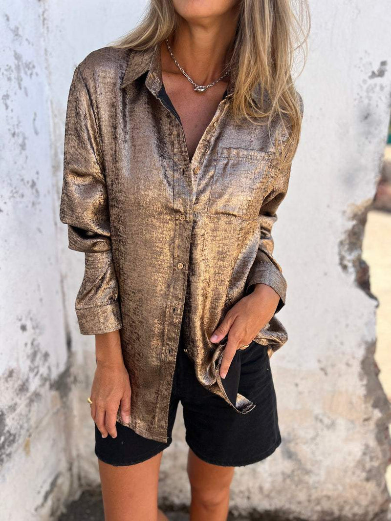 Trendy Ladies Blouse - Evelyn-Golden brown-S-State of Style