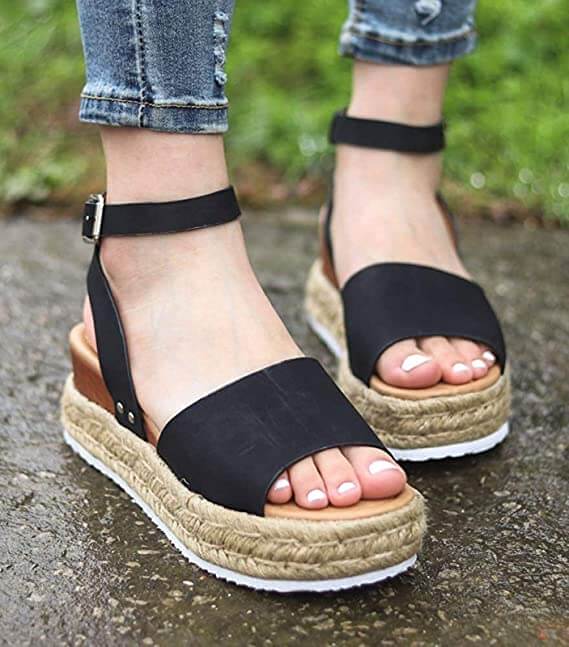 Trendy Ladies Espadrille Summer Sandals - Liv-Black-35-State of Style