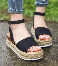 Trendy Ladies Espadrille Summer Sandals - Liv-Black-35-State of Style