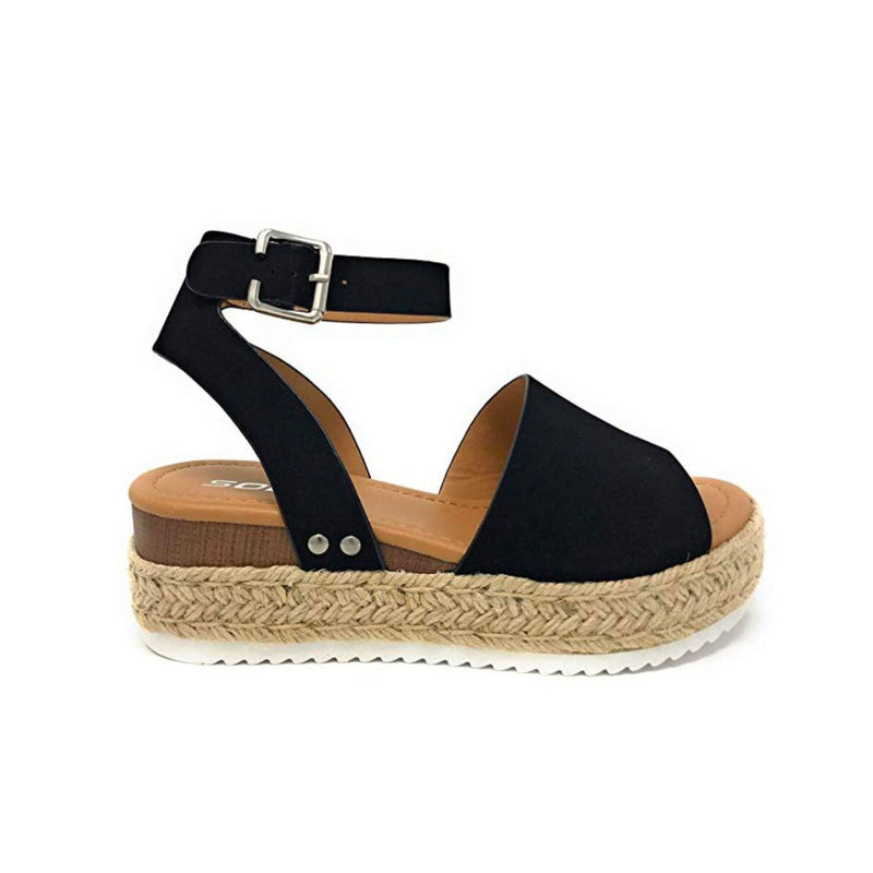 Trendy Ladies Espadrille Summer Sandals - Liv-Black-35-State of Style