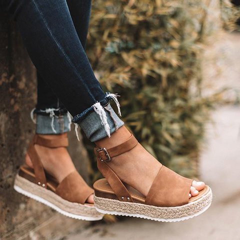 Trendy Ladies Espadrille Summer Sandals - Liv-Brown-35-State of Style