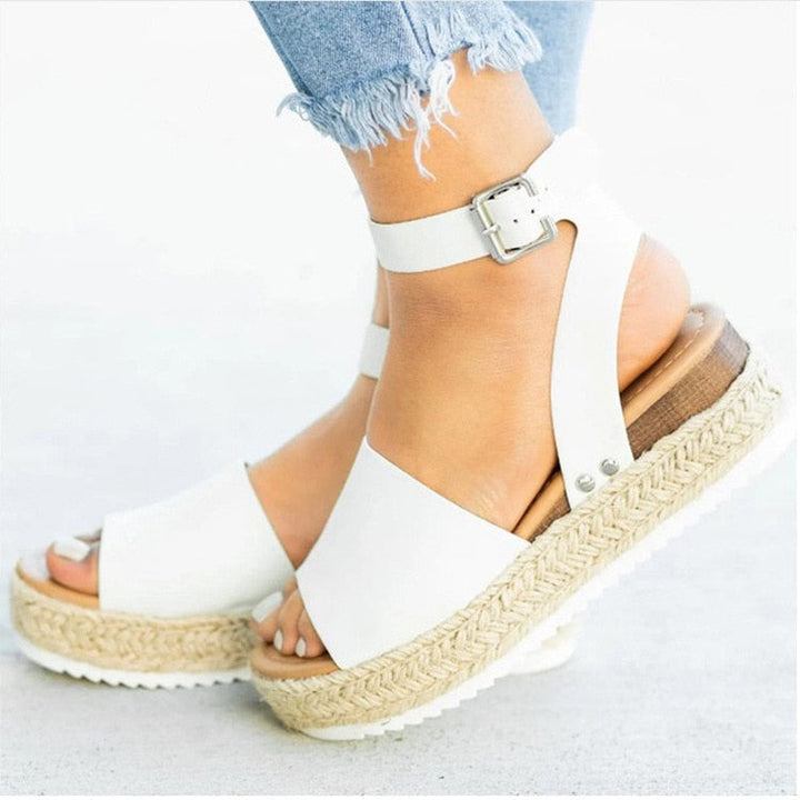 Trendy Ladies Espadrille Summer Sandals - Liv-White-35-State of Style