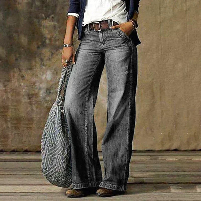 Trendy Ladies' Jeans - Elara-Light Grey-S-State of Style