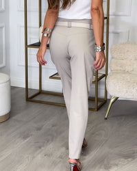 Trendy Ladies Patchwork Trousers with Belt - Liv-Grey-S-State of Style