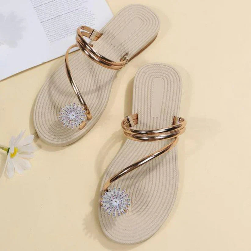 Trendy Ladies Sandals with Unique Snowflake Detail – Arluna-Gold-3-State of Style