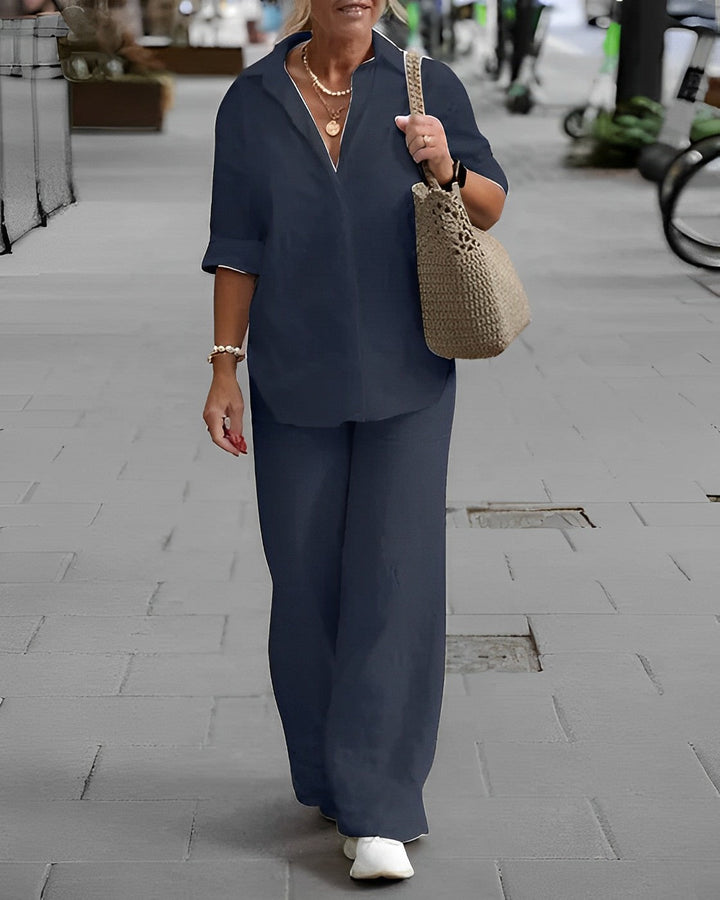 Trendy Ladies Summer Trousers - Noa-Dark blue-S-State of Style