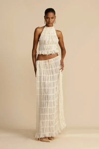 Trendy ladies' summer two-piece with halter top & maxi skirt – Lorena-S-State of Style