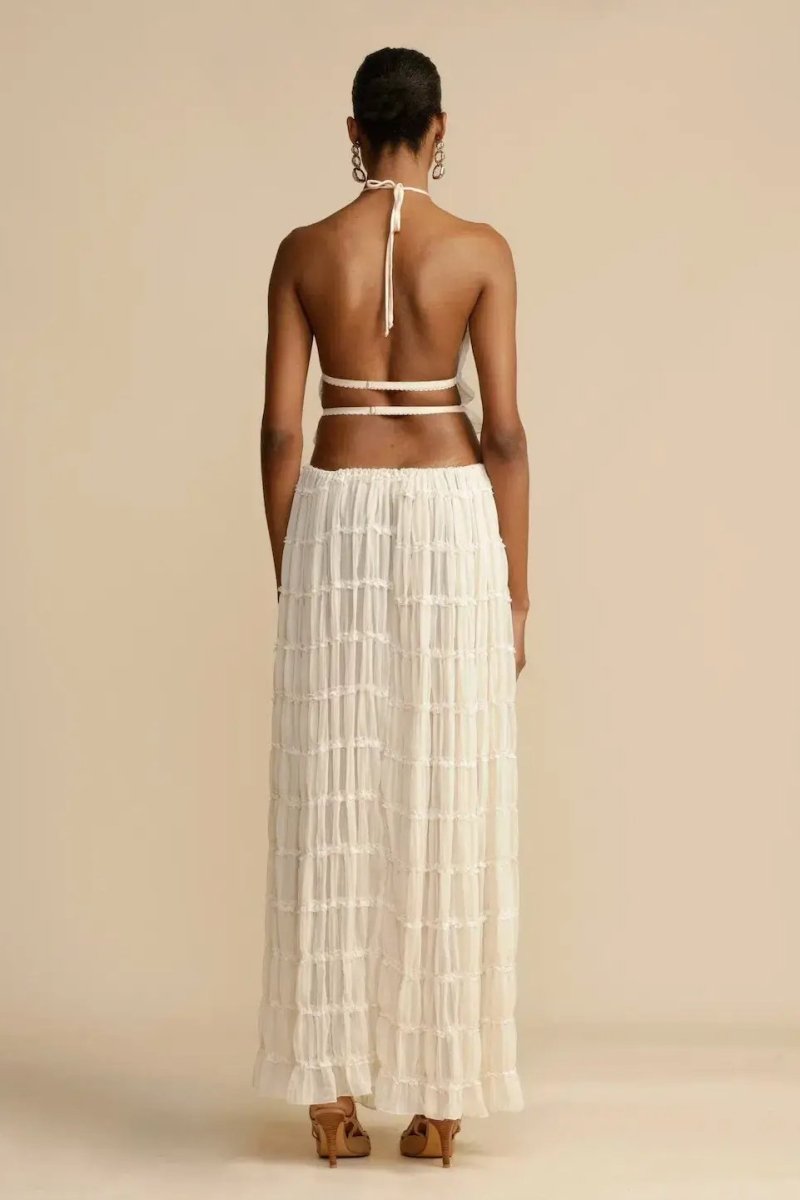 Trendy ladies' summer two-piece with halter top & maxi skirt – Lorena-S-State of Style