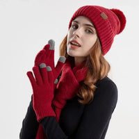 Trendy Ladies Winter Beanie Set - Lara-Bordeaux red-State of Style