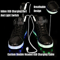 Trendy LED Sneakers with Rechargeable Lights - LumaBoost-Black-4-State of Style
