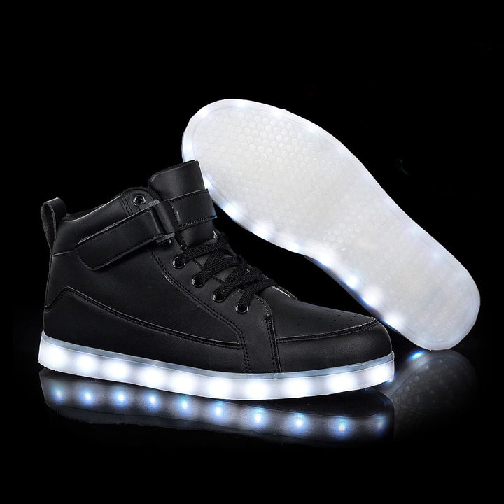 Trendy LED Sneakers with Rechargeable Lights - LumaBoost-Black-4-State of Style