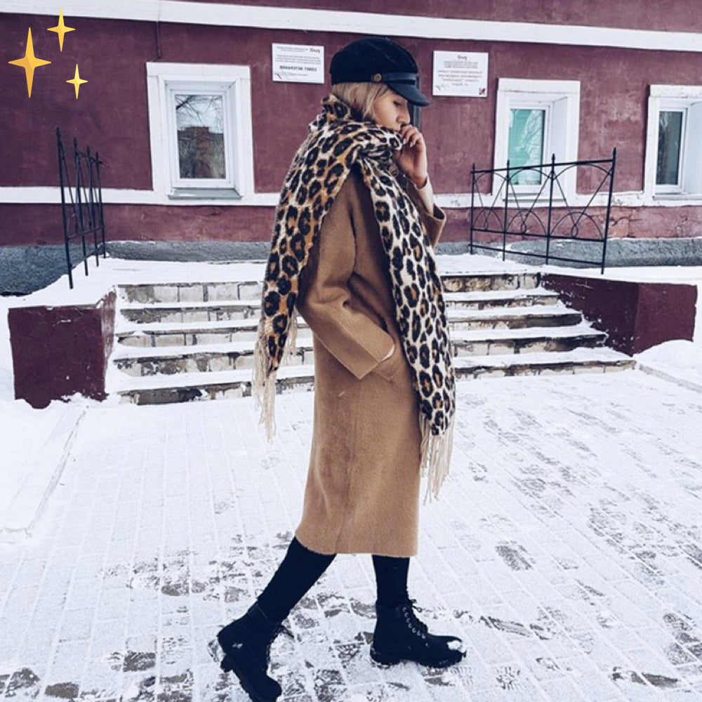 Trendy Leopard Print XL Wool Scarf - Sophia-State of Style