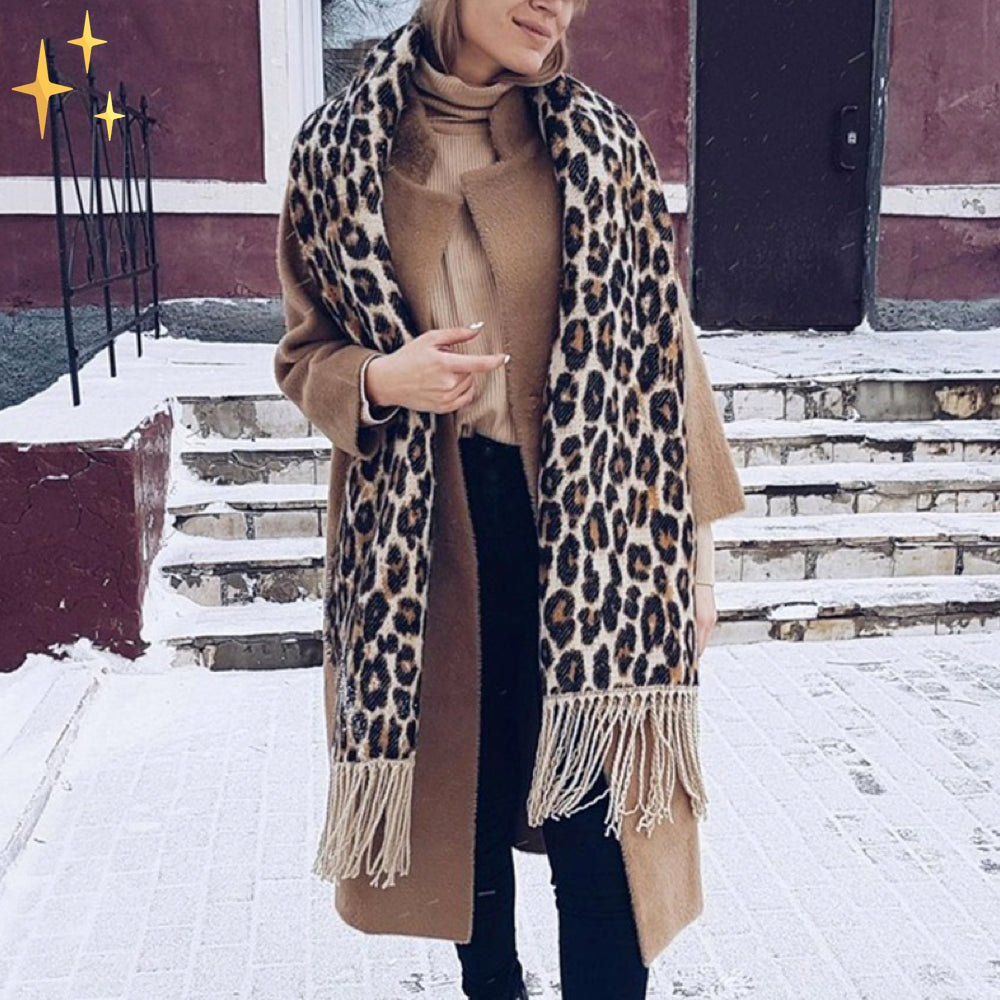 Trendy Leopard Print XL Wool Scarf - Sophia-State of Style