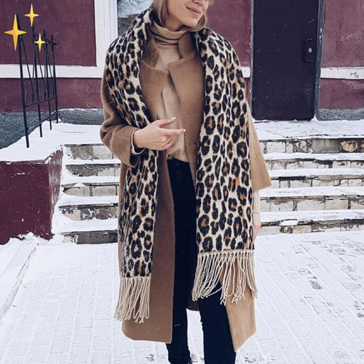 Trendy Leopard Print XL Wool Scarf - Sophia-State of Style
