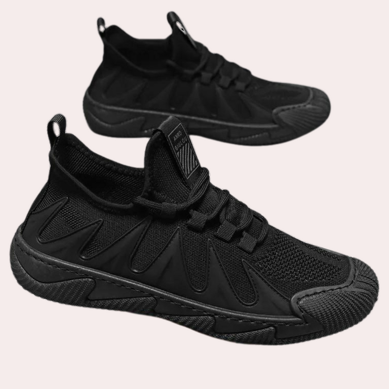 Trendy Lightweight and Breathable Men's Sneakers - Black-Black-6-State of Style