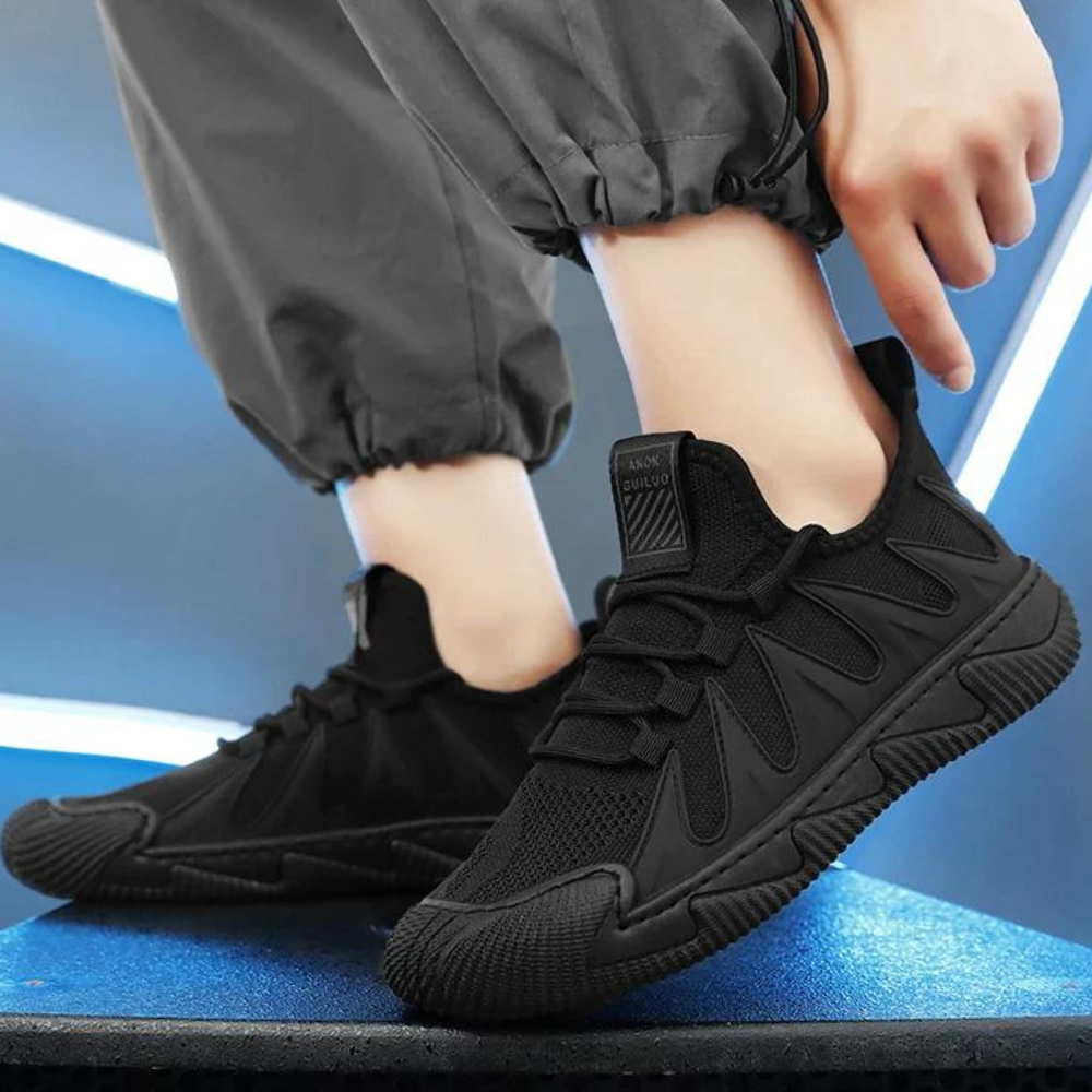Trendy Lightweight and Breathable Men's Sneakers - Black-Black-6-State of Style