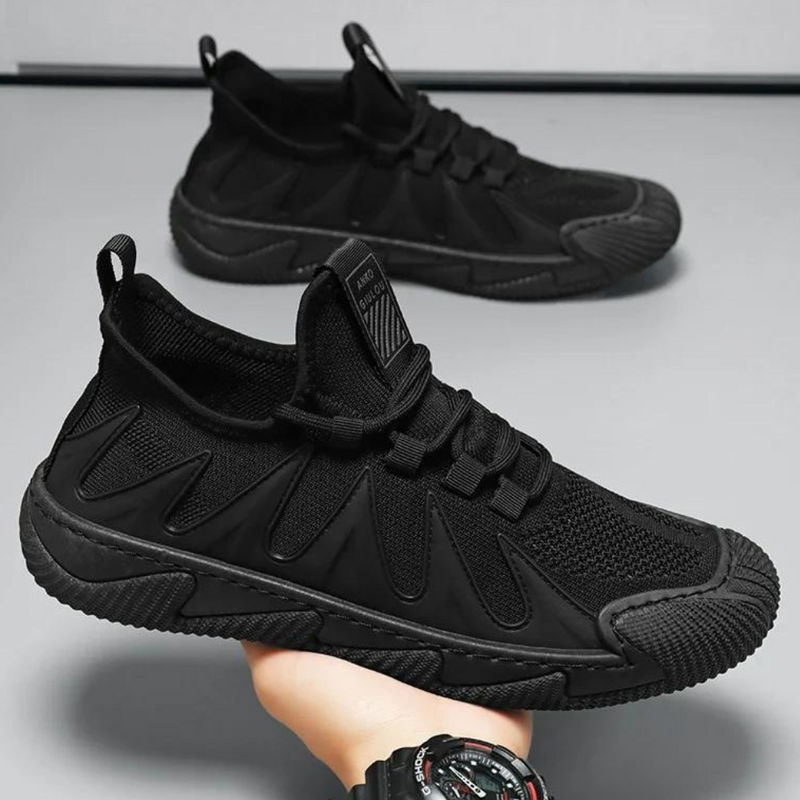 Trendy Lightweight and Breathable Men's Sneakers - Black-Black-6-State of Style