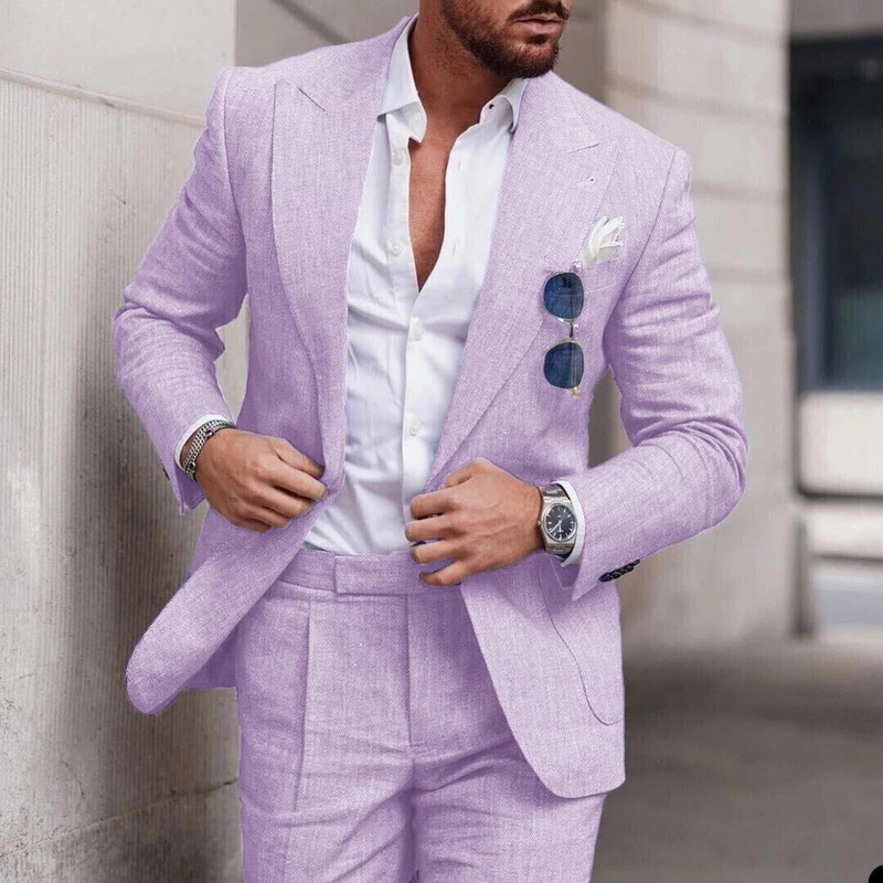 Trendy Linen 2-Piece Beach Wedding Suit for Men - Caden-Lilac-S-State of Style