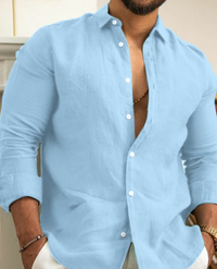 Trendy Linen Shirt for Men - Leon-Blue-S-State of Style