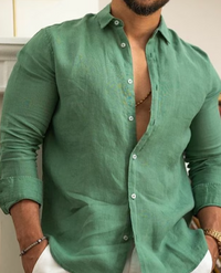 Trendy Linen Shirt for Men - Leon-Green-S-State of Style