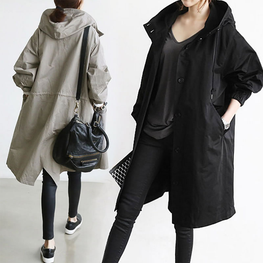 Trendy Long Raincoat for Women - Elise-Olive green-S-State of Style