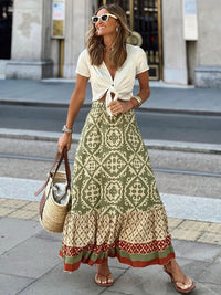Trendy Long Skirt with Ruffles - Amara-Green-S-State of Style