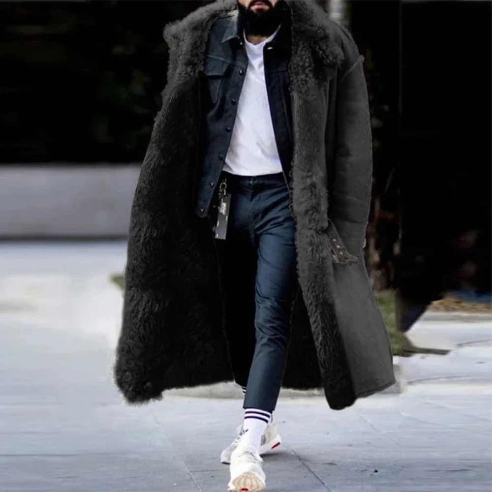 Trendy Long Warm Winter Coat for Men - Matteo-Black-S-State of Style