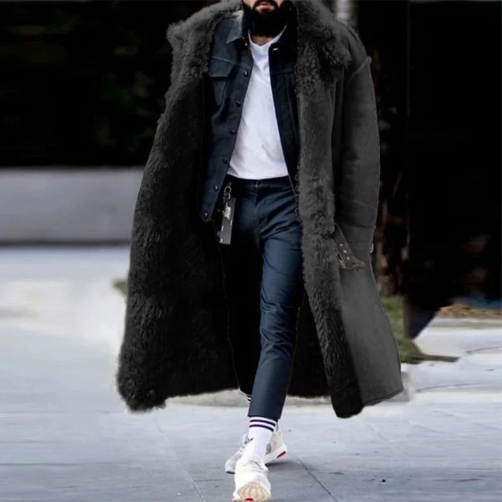 Trendy Long Warm Winter Coat for Men - Matteo-Black-S-State of Style